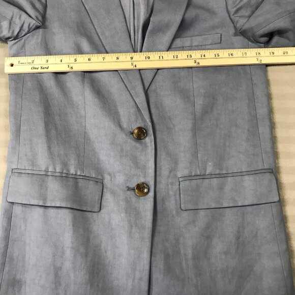 Everlane Blazer Womens 00 Light Blue Linen Blend 2 Button Tailored Office Career - Picture 4 of 9